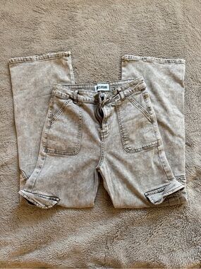 Disclosure Beige Acid Wash Cargo Jeans